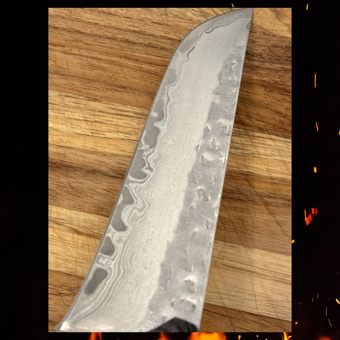 Lifespace Damascus Steel 5 Inch Utility Knife with Solid Wood Handle and Sheath