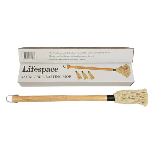 Lifespace 18" BBQ Grill Basting Mop Brush with 3 Spare Heads