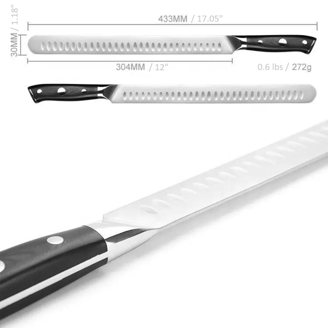 Lifespace Premium BBQ Brisket Carving Knife in Gift Box - 12in Stainless Steel Blade
