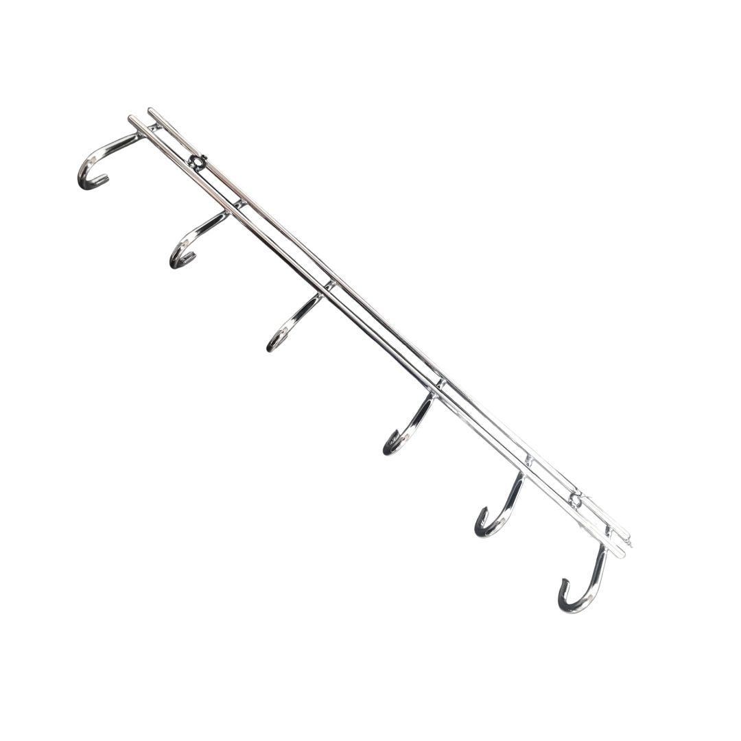 Lifespace Grill Utility Rack - 6 Hooks - Chrome Plated Mild Steel