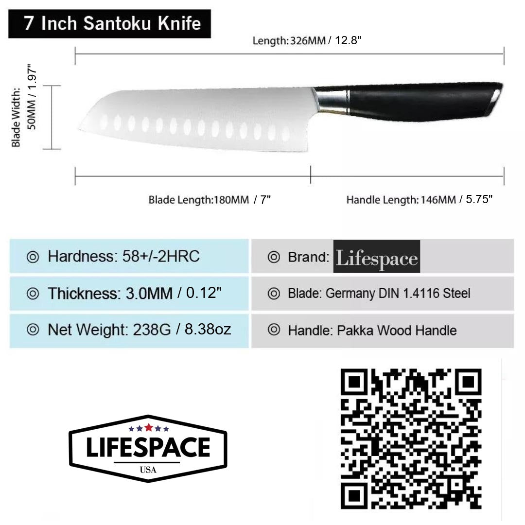 Lifespace Classic Japanese Chef Knife Set in a Gift Box - Petty, Santoku & Chef