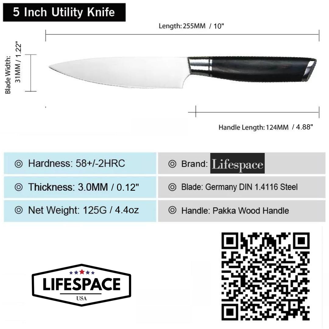 Lifespace Classic Japanese Chef Knife Set in a Gift Box - Petty, Santoku & Chef