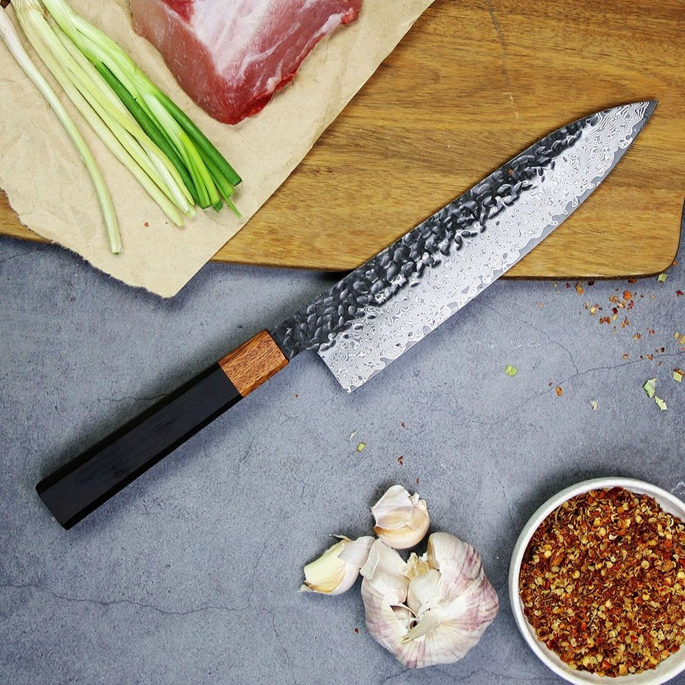 Lifespace Hand Forged Japanese vg10 Damascus Bunka Chef Knife in Gift Box