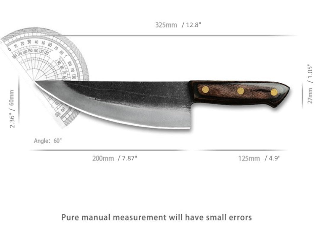 Lifespace Hand Forged Serbian Outdoor Butcher Knife with Leather Sheath