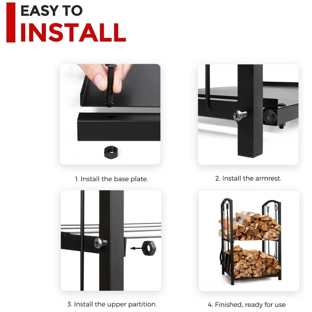 Lifespace Log Holder Set with 4 x Fireplace Tools
