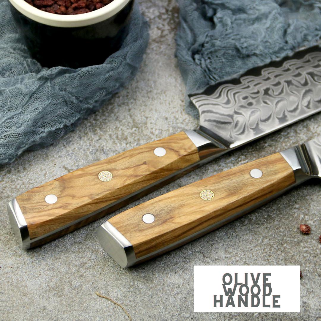 Lifespace Luxury 12" Olive Wood Handle Full Tang Damascus Blade Slaughter Chef Knife