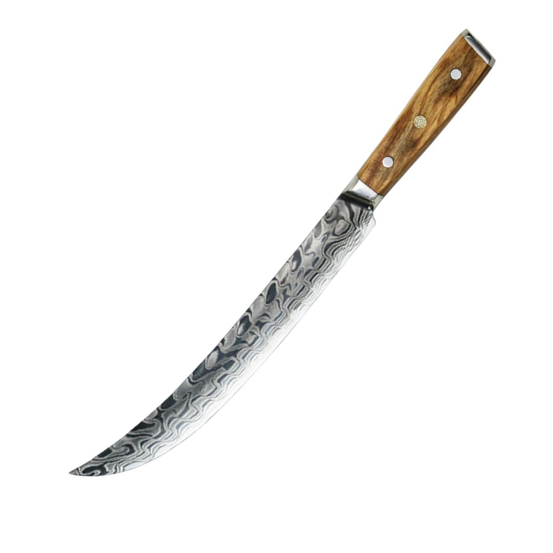 Lifespace Luxury 12" Olive Wood Handle Full Tang Damascus Blade Slaughter Chef Knife