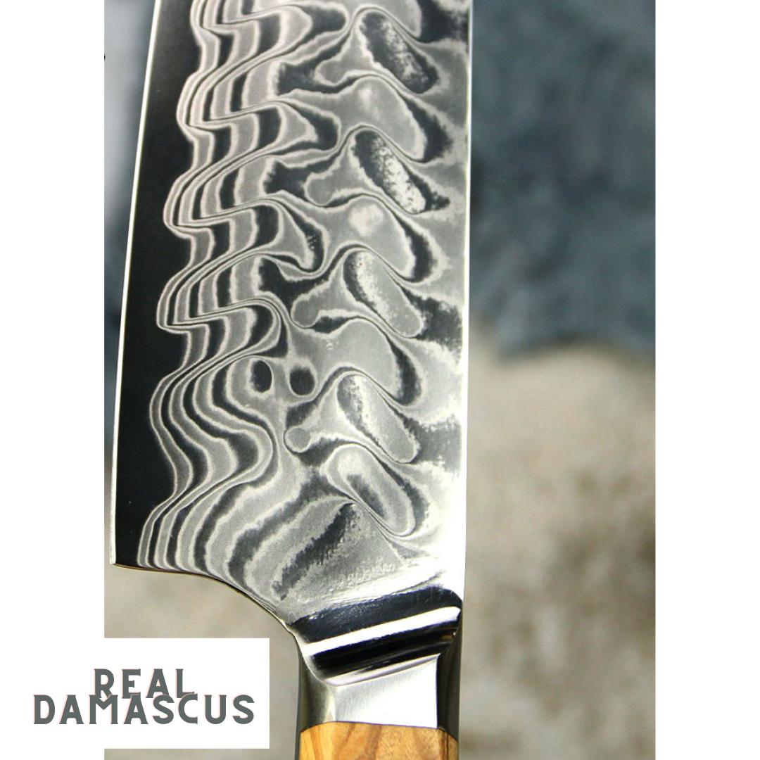 Lifespace Luxury 12" Olive Wood Handle Full Tang Damascus Blade Slaughter Chef Knife