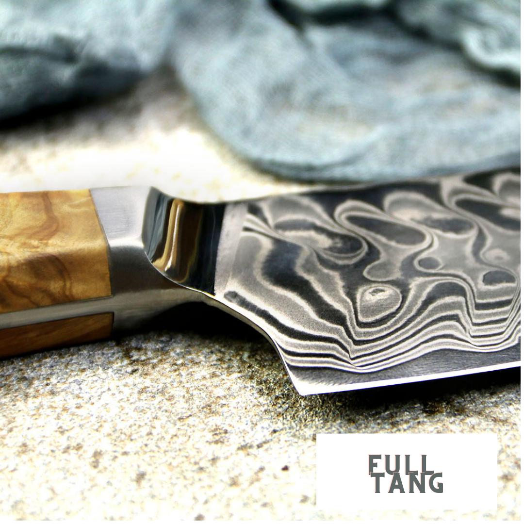 Lifespace Luxury 12" Olive Wood Handle Full Tang Damascus Blade Slaughter Chef Knife