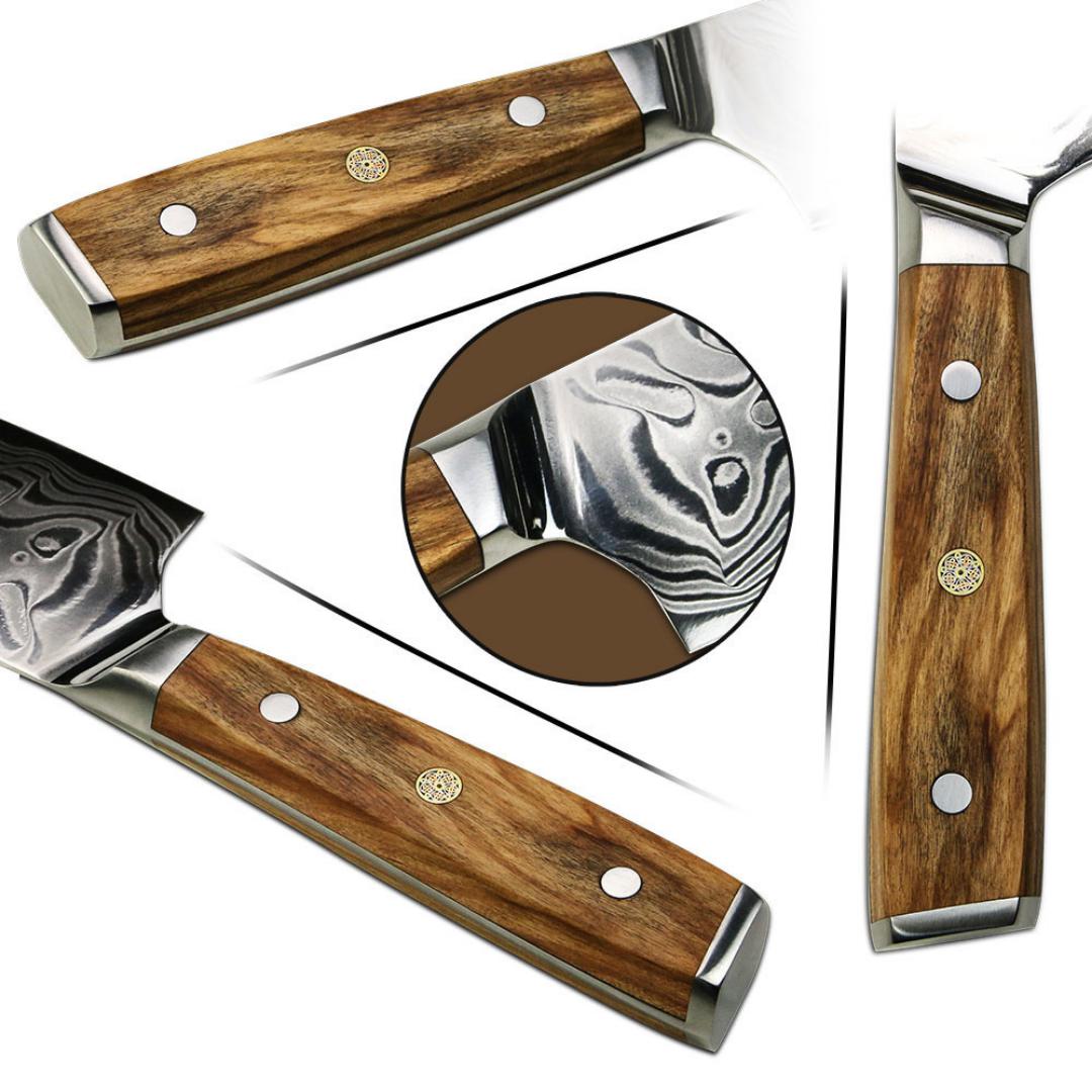 Lifespace Luxury 12" Olive Wood Handle Full Tang Damascus Blade Slaughter Chef Knife