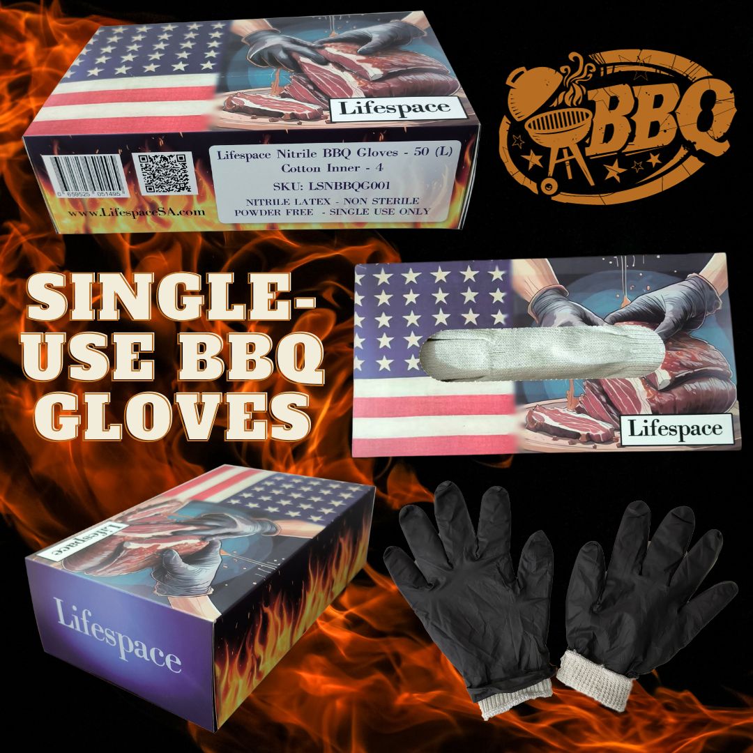 Lifespace Nitrile BBQ Disposable Gloves with Cotton Inner