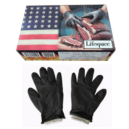 Lifespace Nitrile BBQ Disposable Gloves with Cotton Inner
