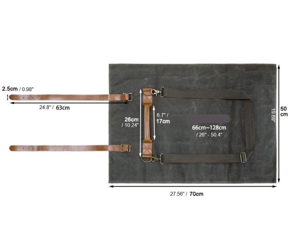 Lifespace Premium Leather & Waxed Canvas Utensil & Knife Roll - 8 Slots & Zip Pouch