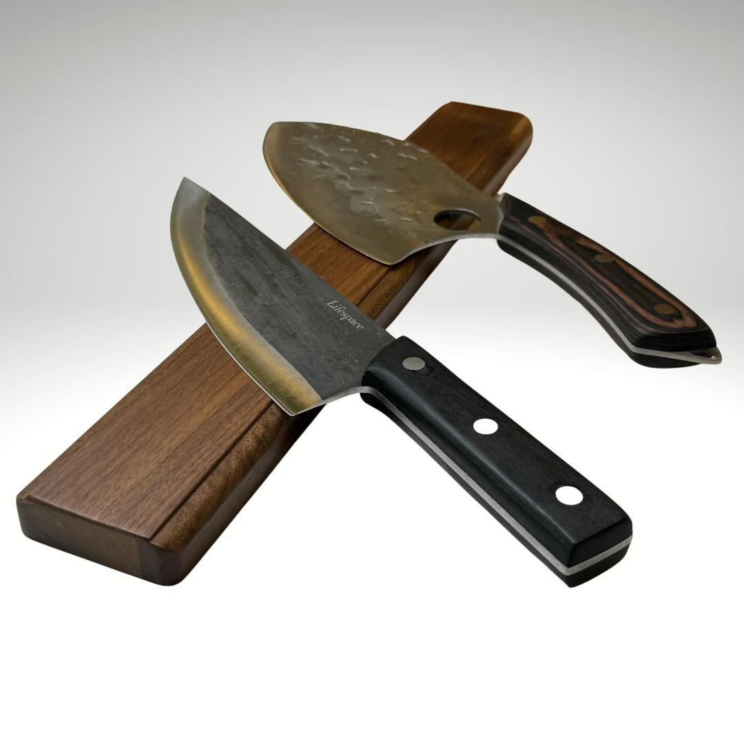 Lifespace Premium Walnut Wall Mount Magnetic Knife Rack with Strong Magnets