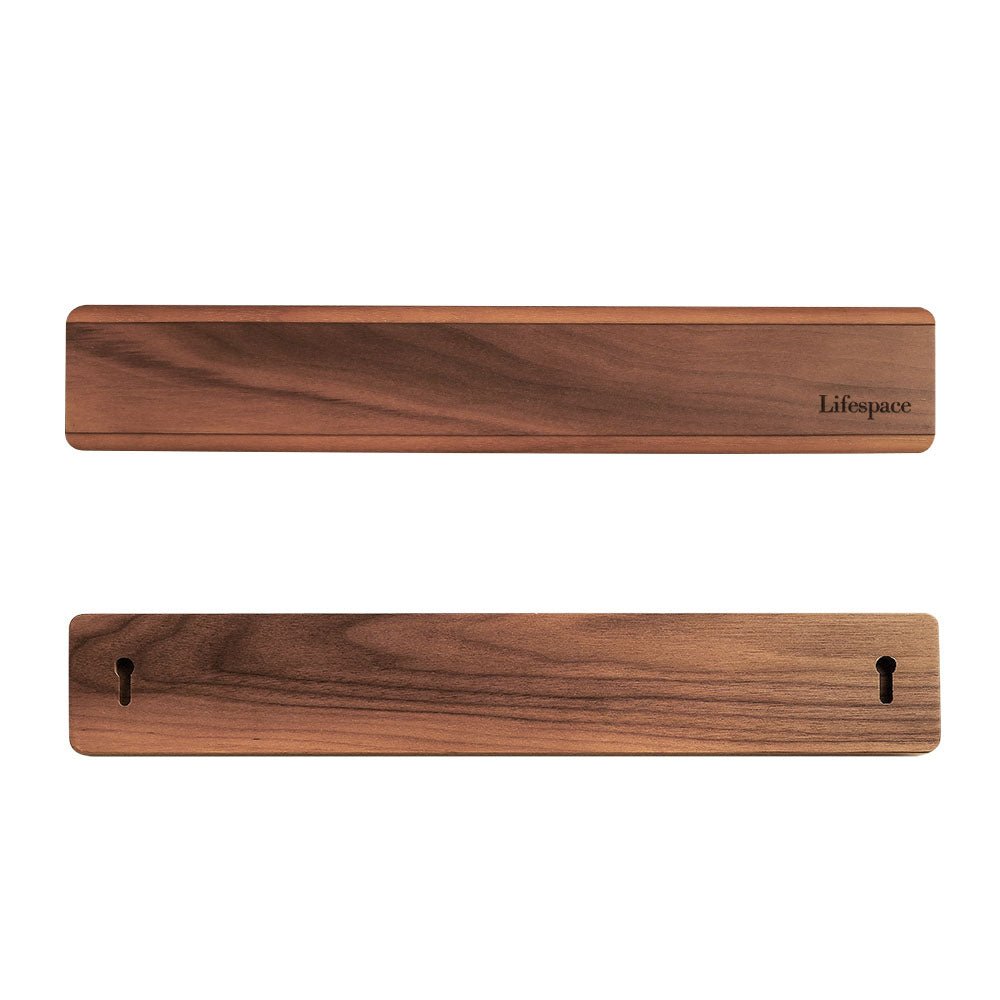 Lifespace Premium Walnut Wall Mount Magnetic Knife Rack with Strong Magnets