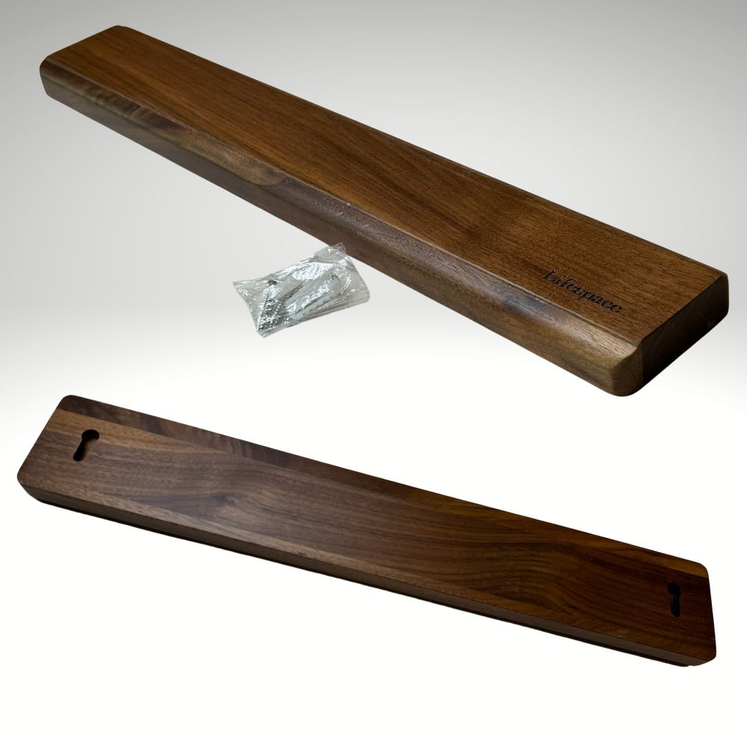 Lifespace Premium Walnut Wall Mount Magnetic Knife Rack with Strong Magnets