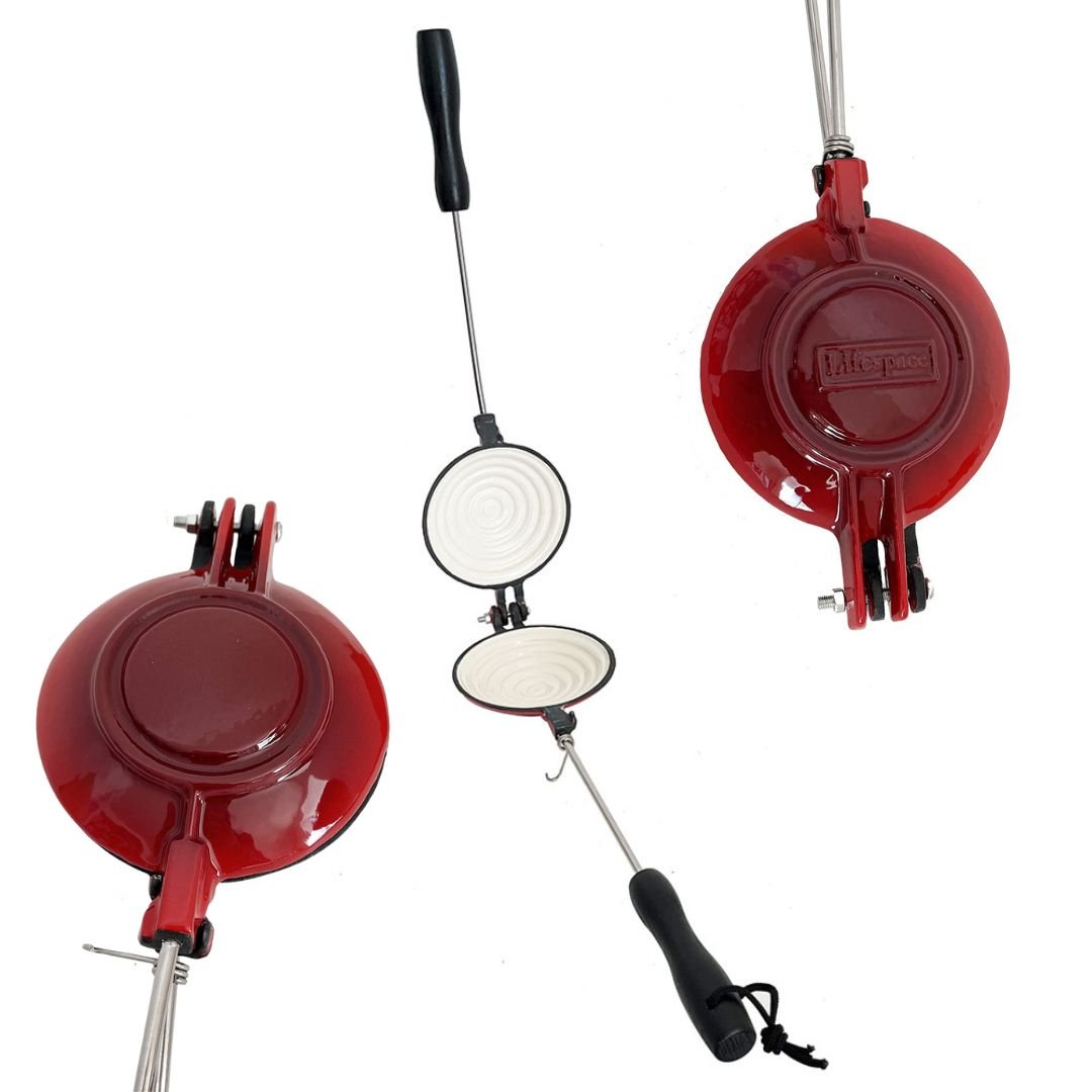 Lifespace Red Enamel Cast Iron Pie Sandwich (Jaffle) Irons - 2 pack