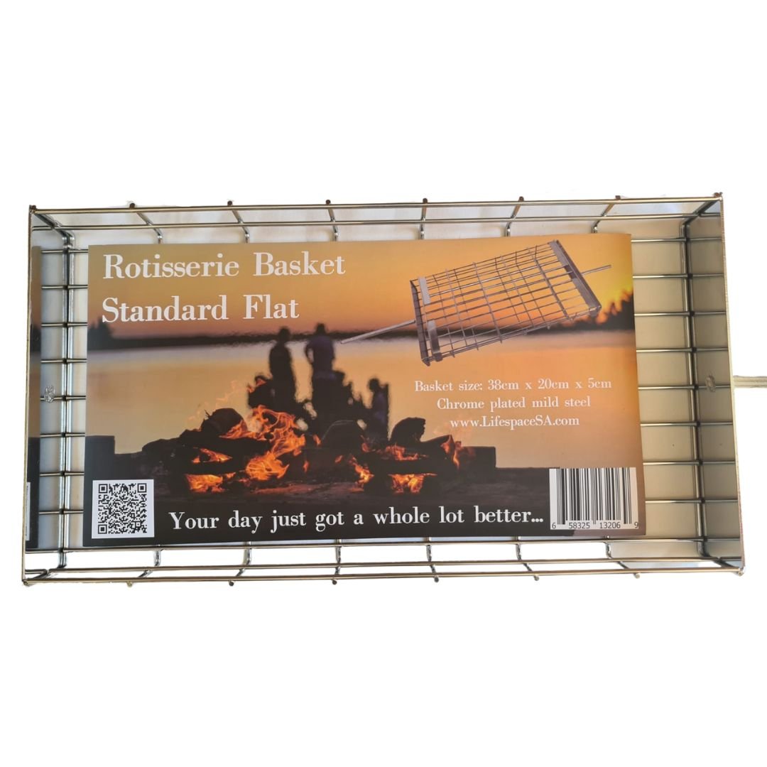 Lifespace Rotisserie Basket - Standard Flat Adjustable - Chrome - Lifespace