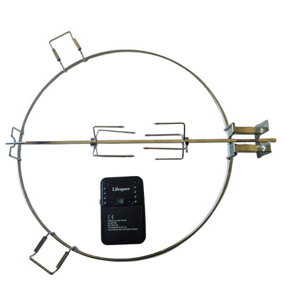 Lifespace Spit Roast Grill Ring for 22in Kettle Grill with Motor, Shaft & Prongs