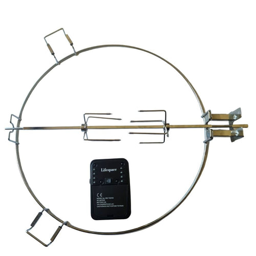Lifespace Spit Roast Grill Ring for 22in Kettle Grill with Motor, Shaft & Prongs