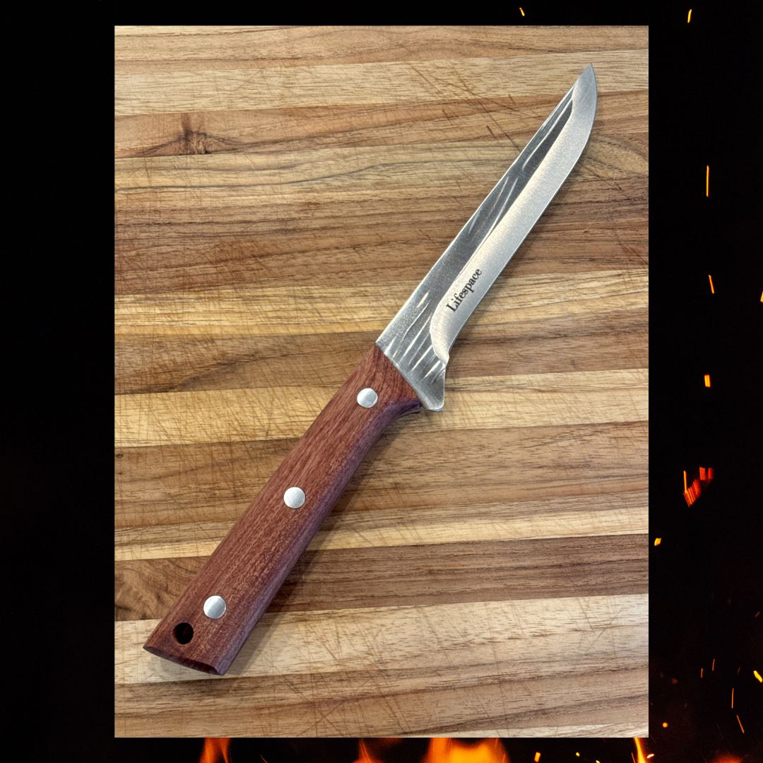 Lifespace Texas Barbecue 5.7 Inch Trimming/ Boning Knife with Red Wood Handle