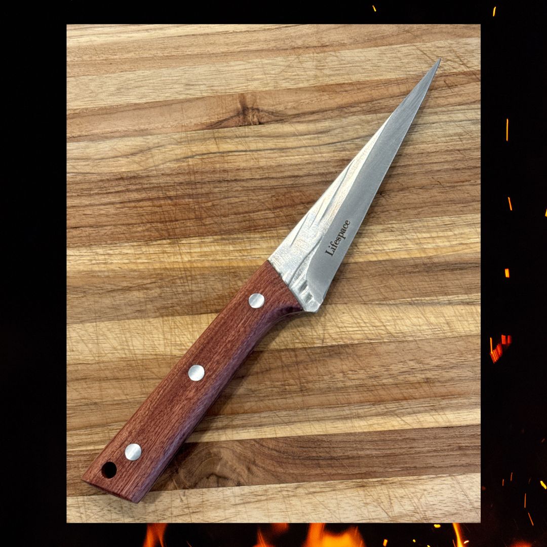 Lifespace 5.7" Texas Toothpick Pointed Cleaning Knife — Red Wood Handle, BBQ & Butcher